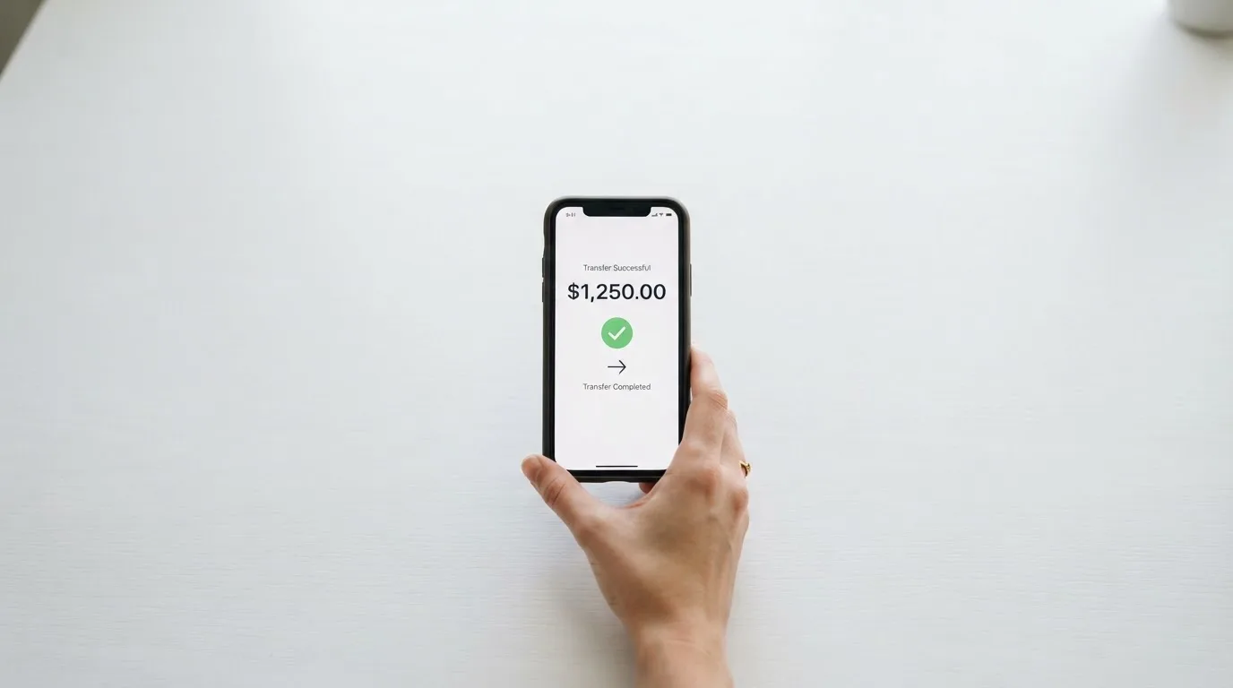 A phone showing a stablecoin transfer screen