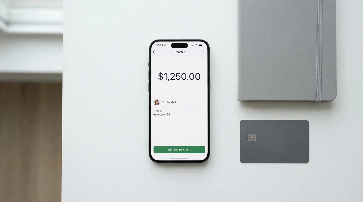 A phone showing a stablecoin transfer screen