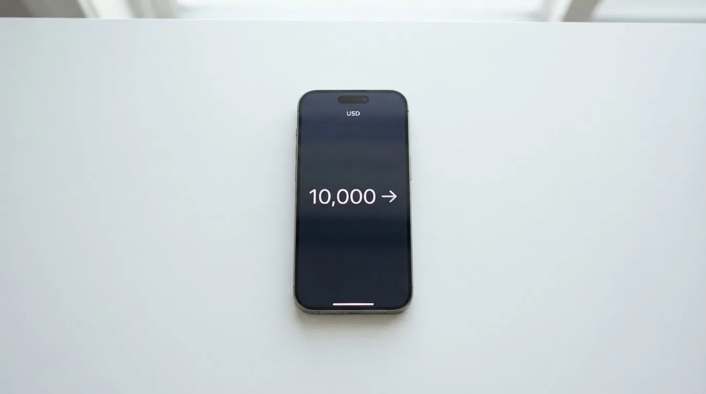 A phone showing a stablecoin transfer screen