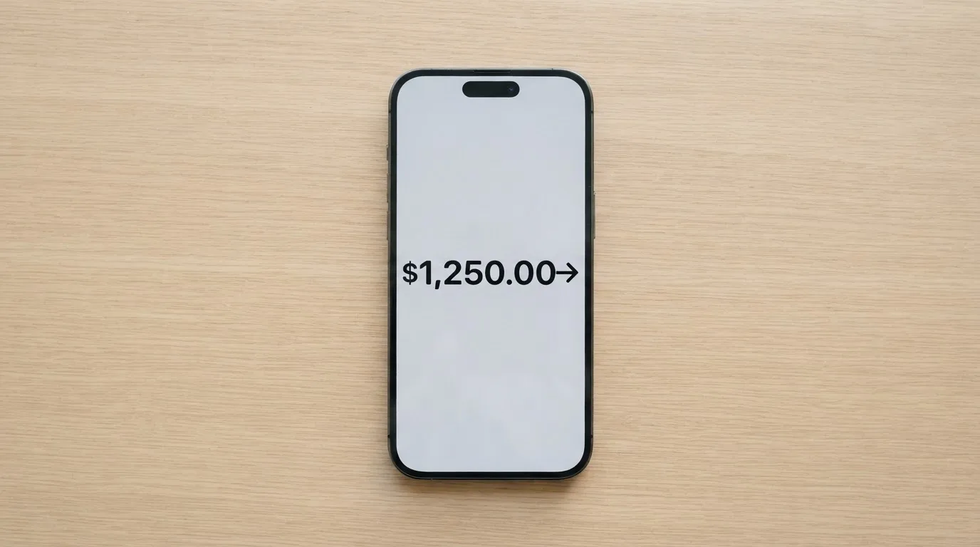 A phone showing a stablecoin transfer screen