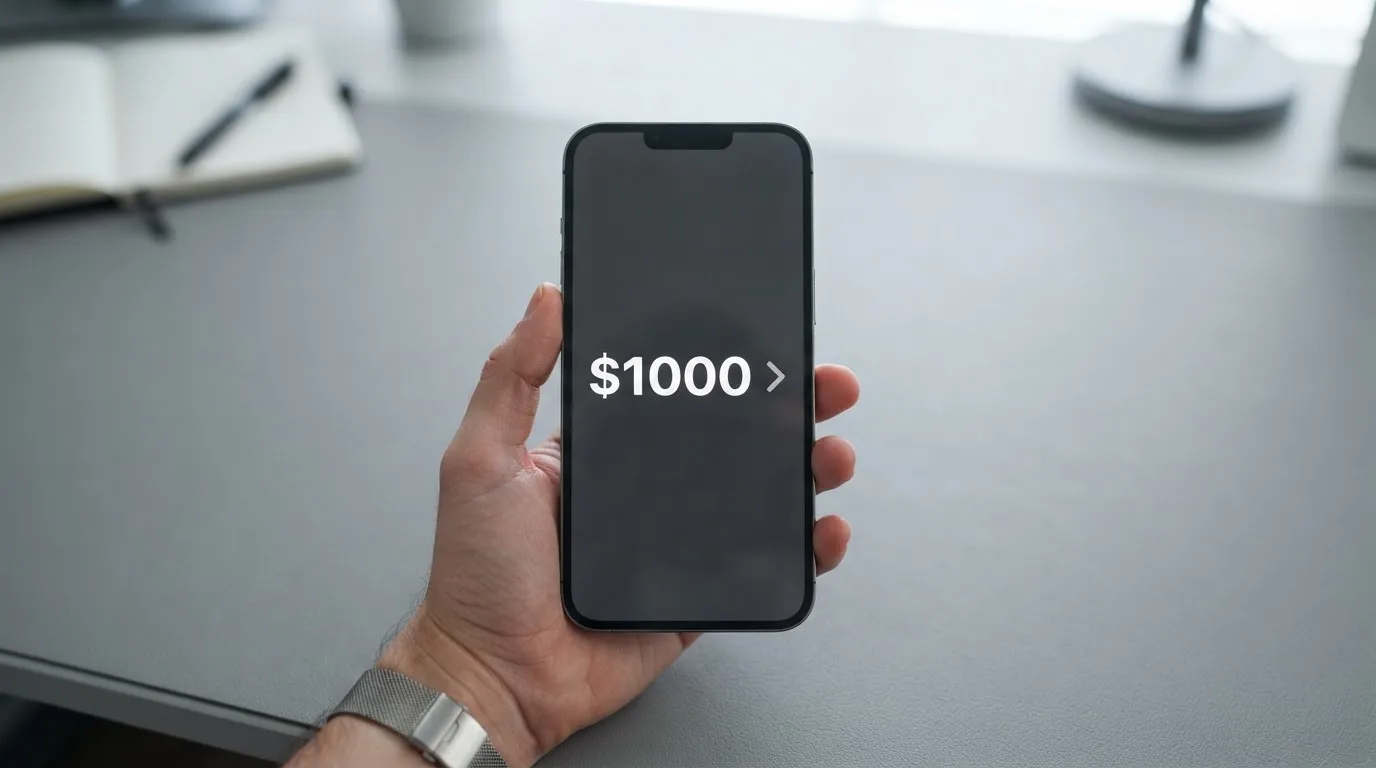 A phone showing a stablecoin transfer screen