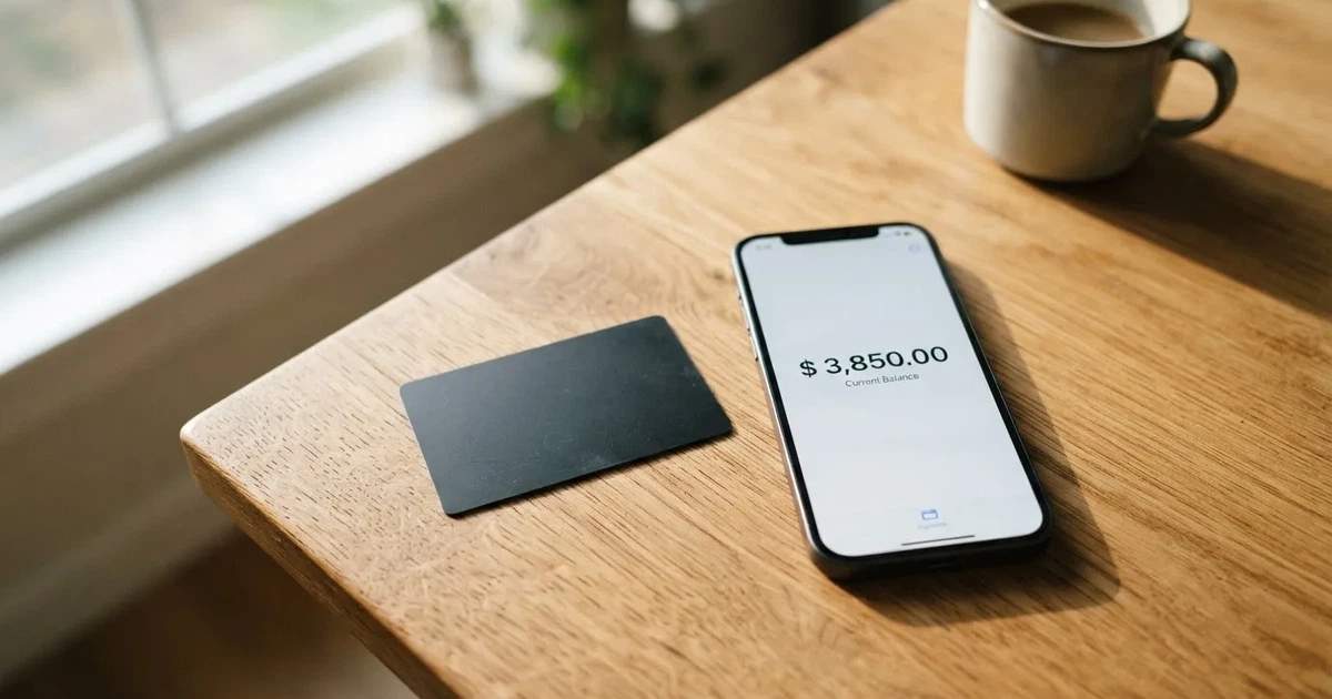 A payment card next to a phone with a crypto wallet app open