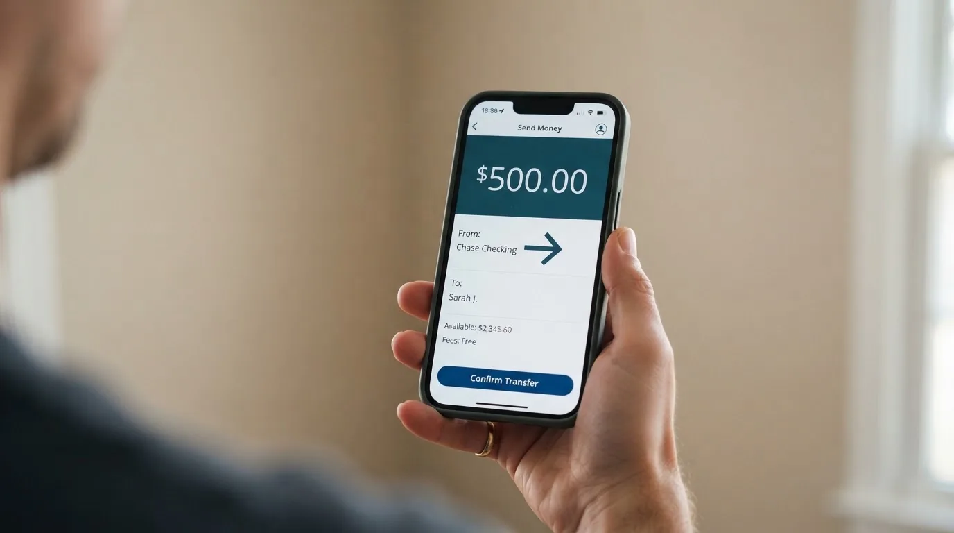 A phone showing a stablecoin transfer screen