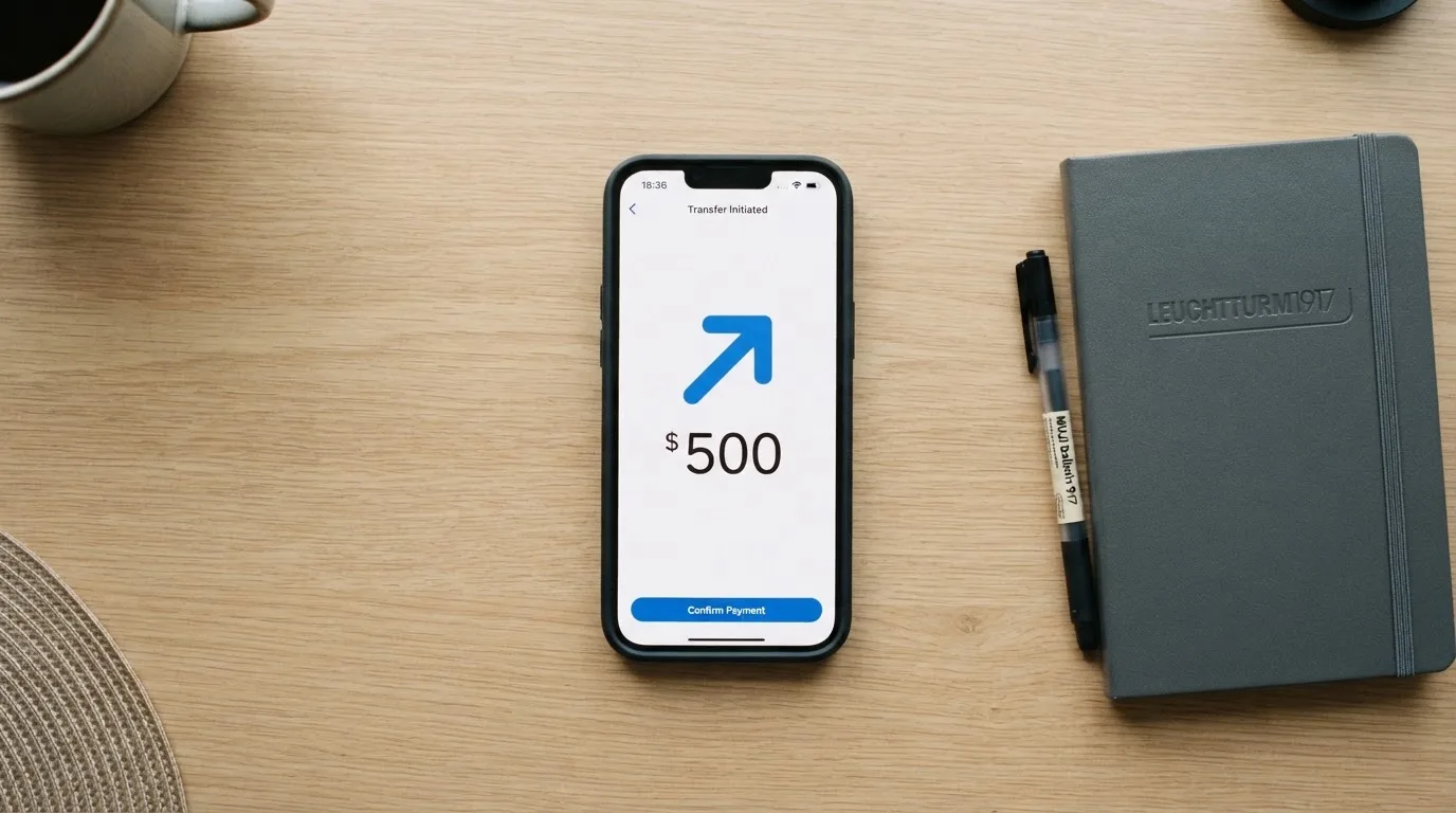 A phone showing a stablecoin transfer screen