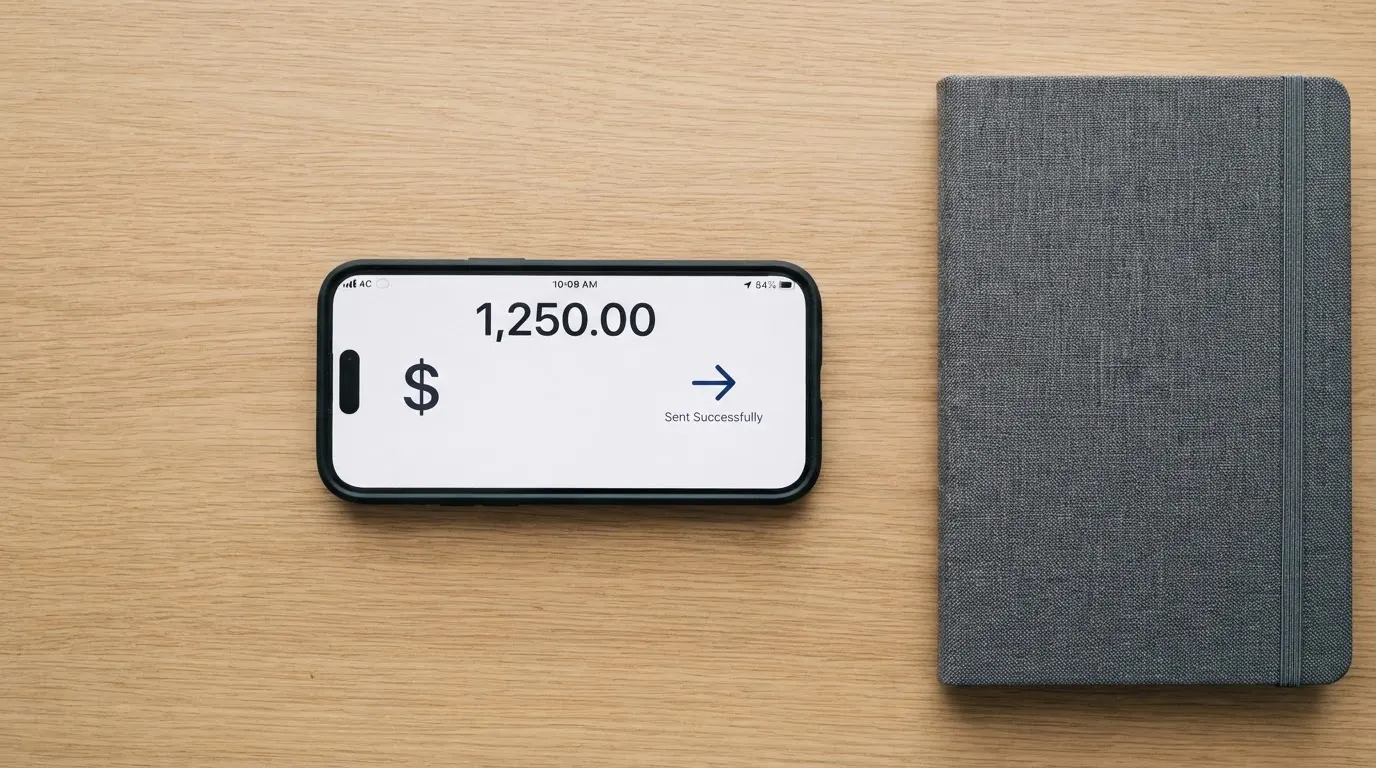 A phone showing a stablecoin transfer screen