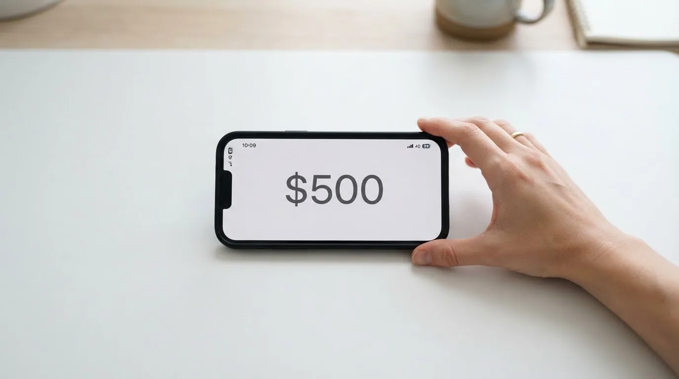 A phone showing a stablecoin transfer screen