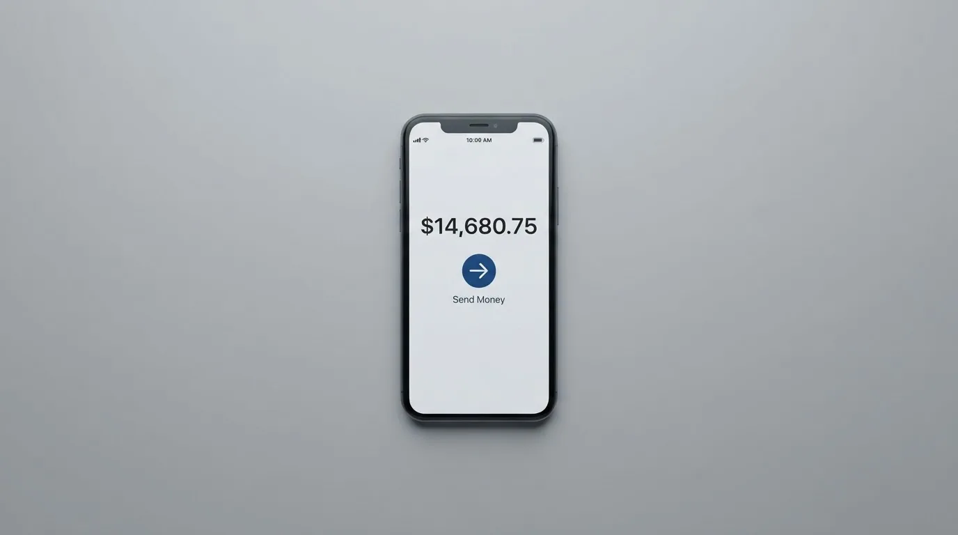 A phone showing a stablecoin transfer screen