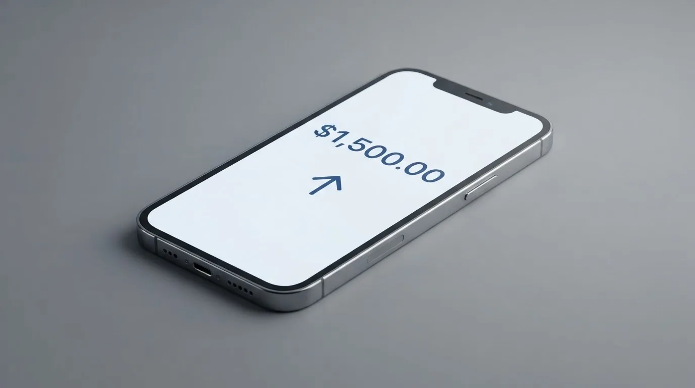 A phone showing a stablecoin transfer screen