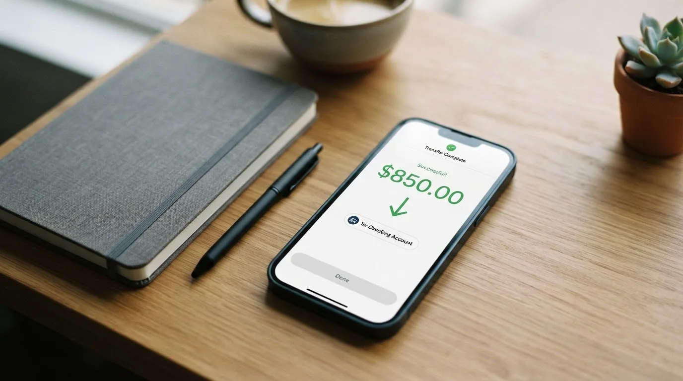 A phone showing a stablecoin transfer screen
