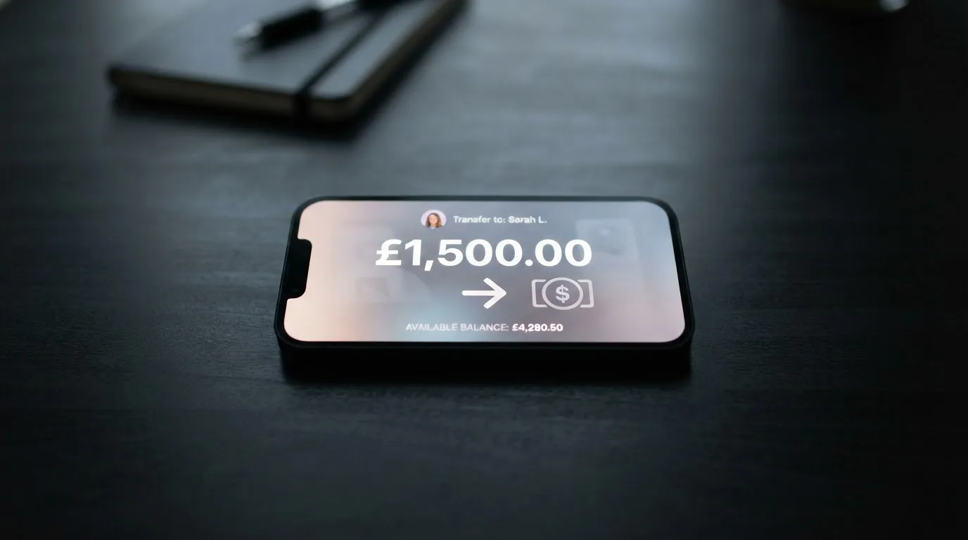 A phone showing a stablecoin transfer screen