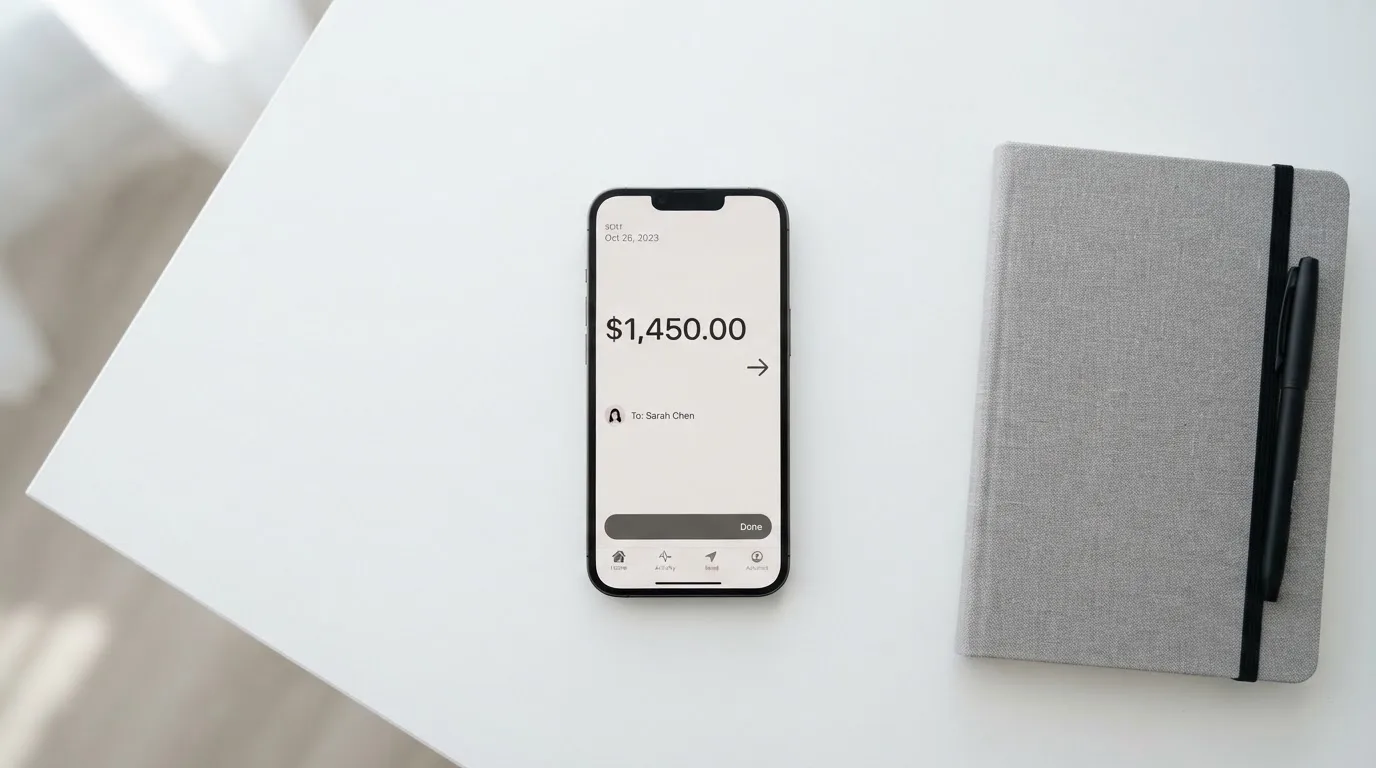 A phone showing a stablecoin transfer screen