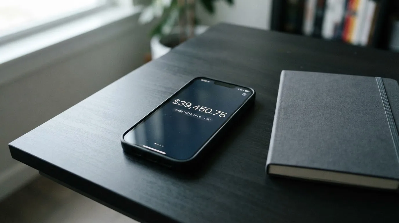 A phone showing a stablecoin transfer screen