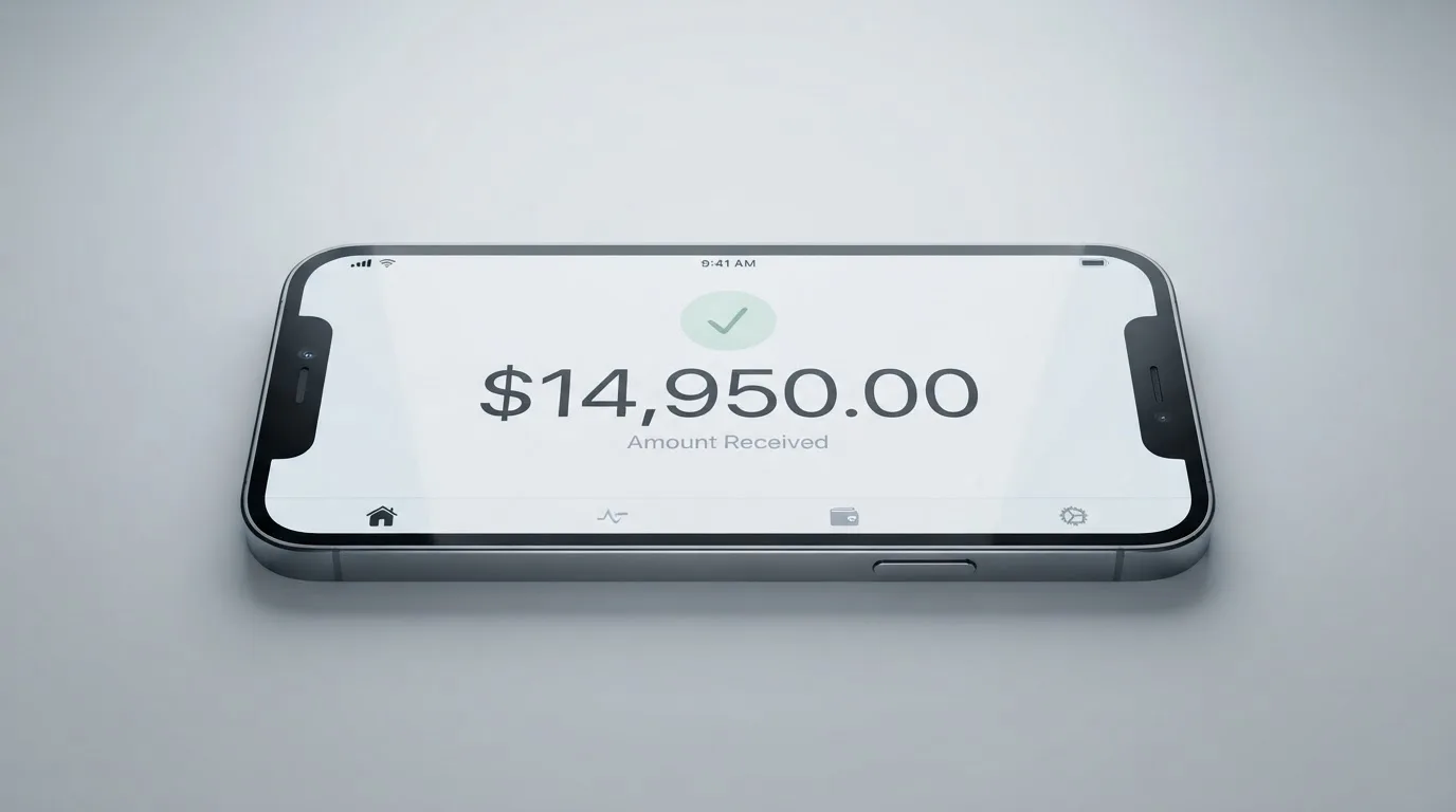 A phone showing a stablecoin transfer screen