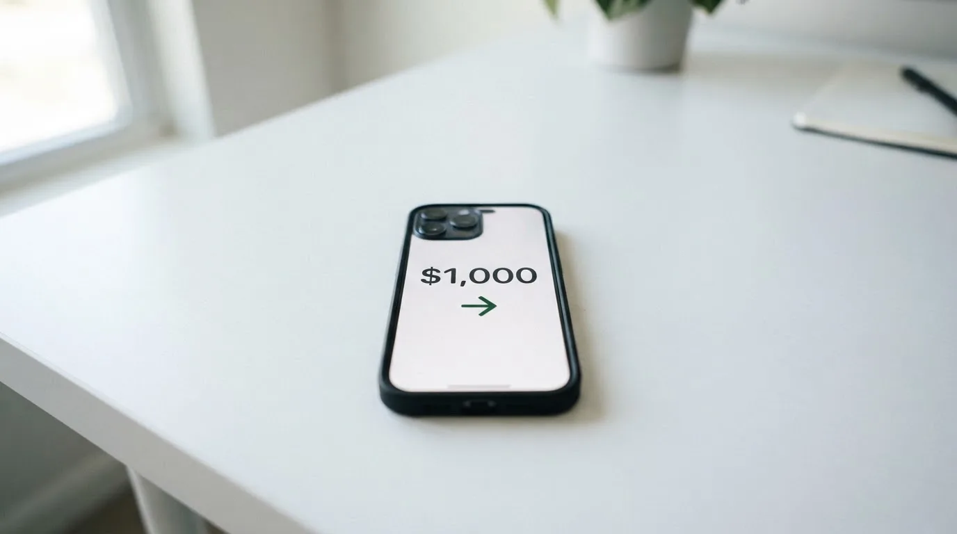 A phone showing a stablecoin transfer screen