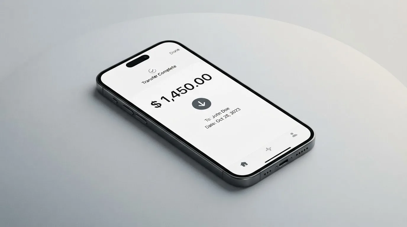A phone showing a stablecoin transfer screen