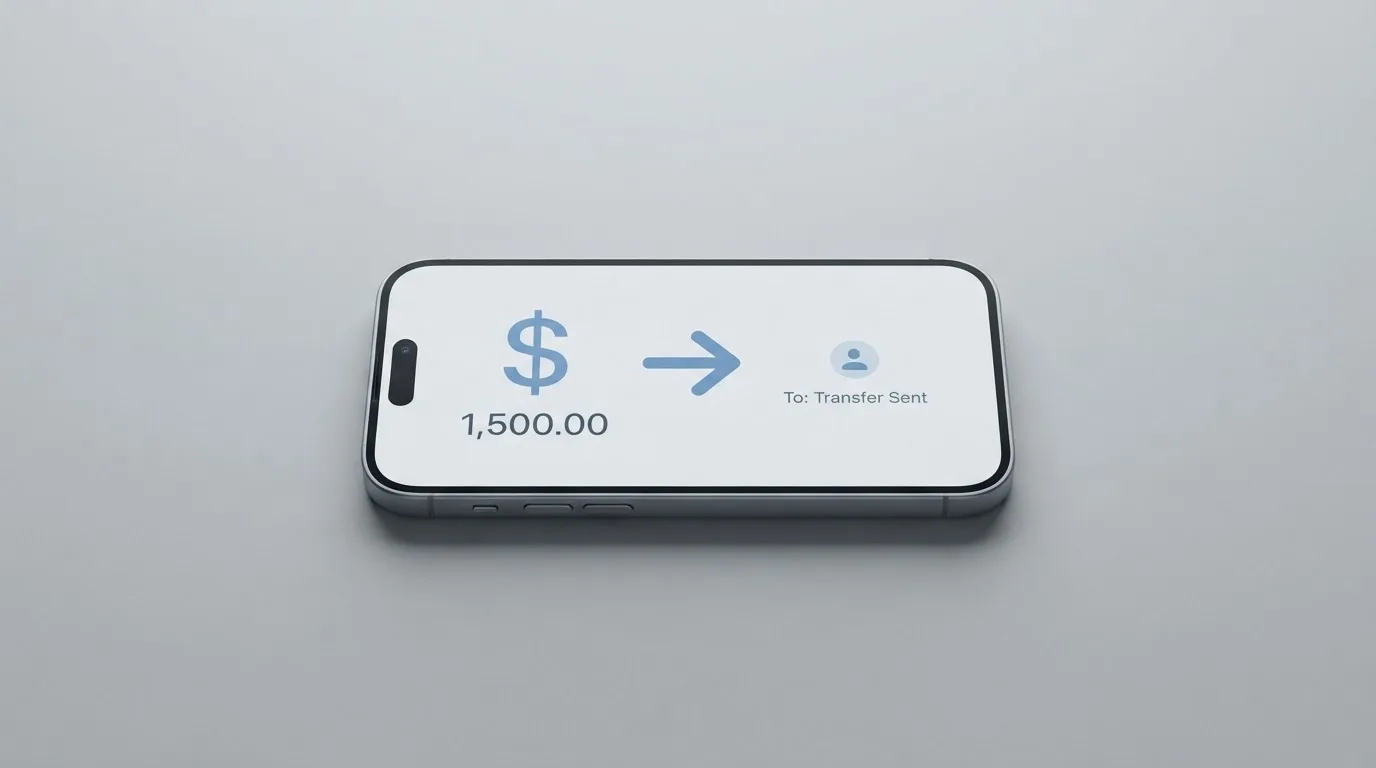 A phone showing a stablecoin transfer screen