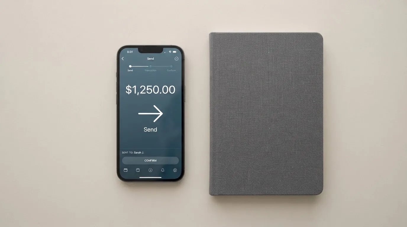 A phone showing a stablecoin transfer screen