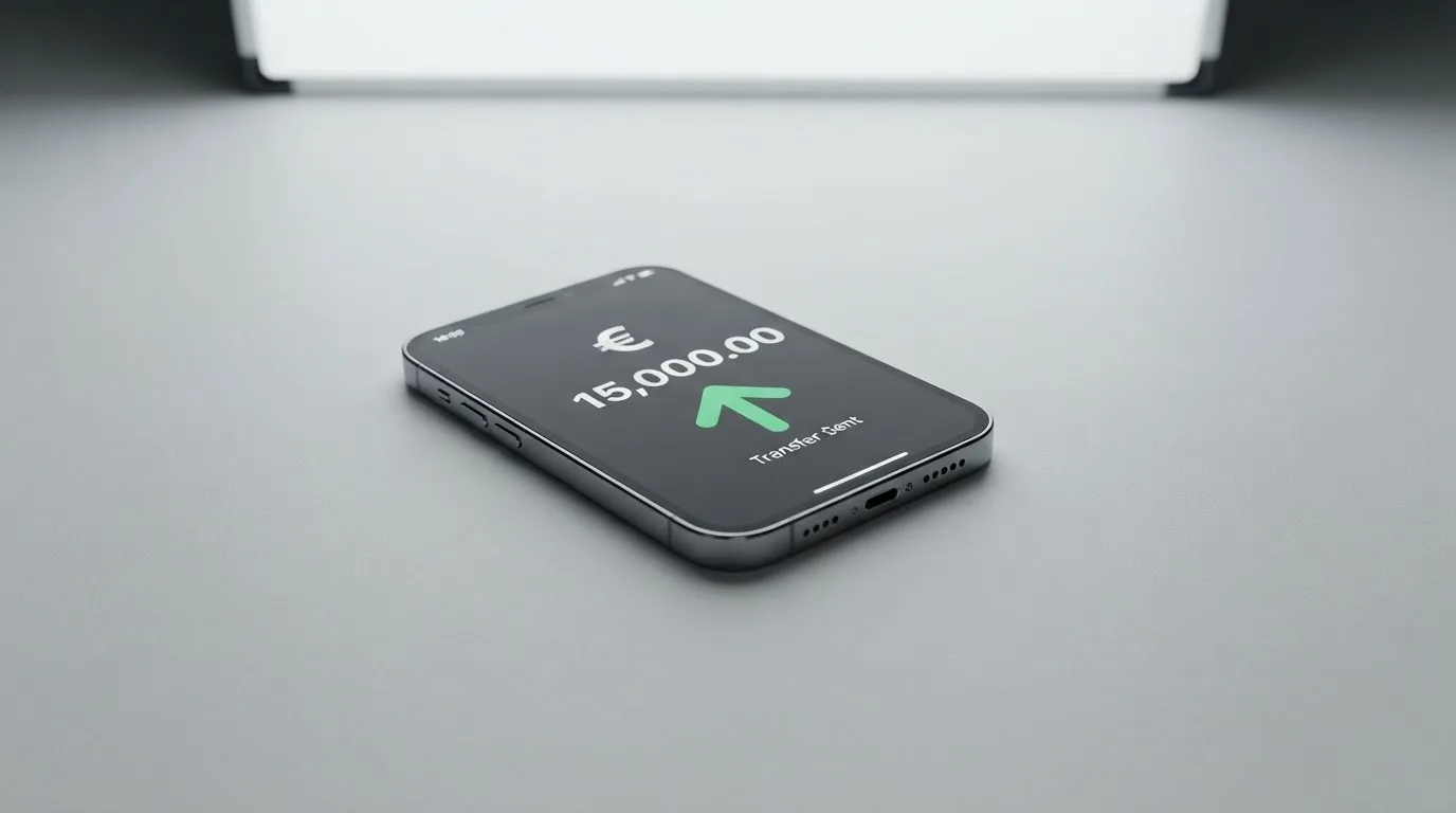 A phone showing a stablecoin transfer screen