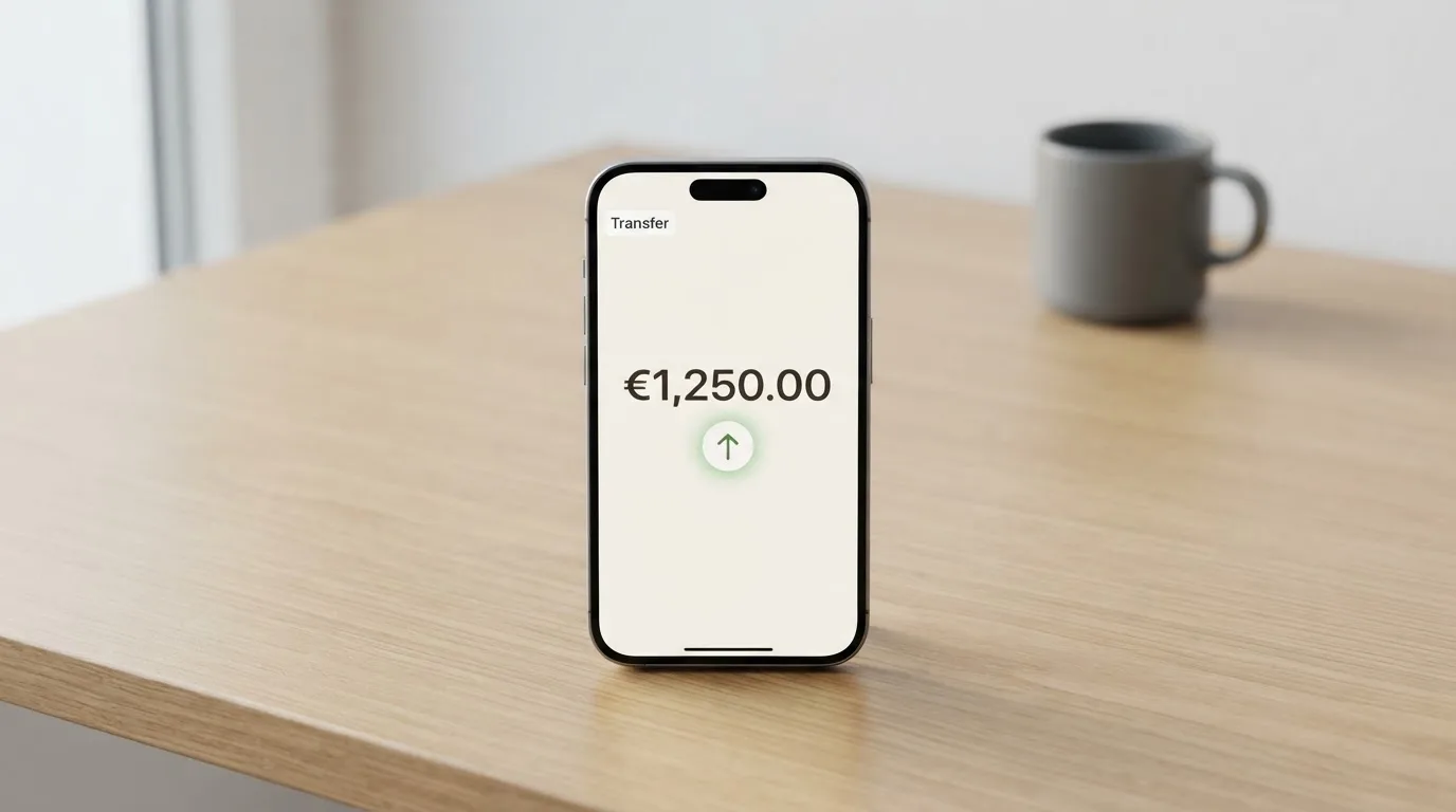 A phone showing a stablecoin transfer screen