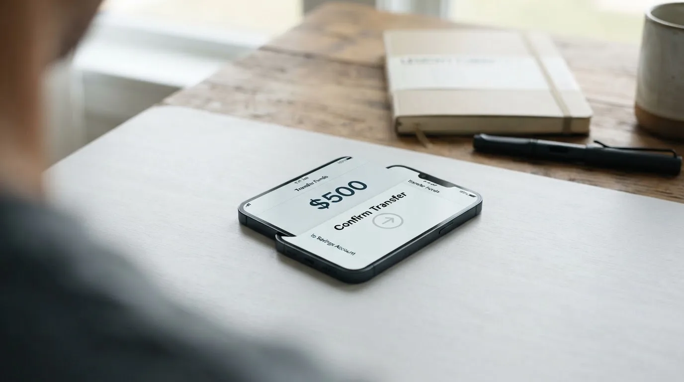 A phone showing a stablecoin transfer screen