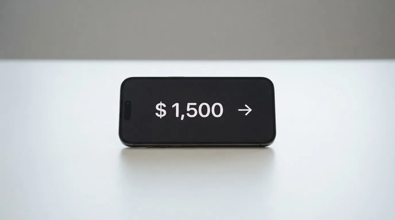 A phone showing a stablecoin transfer screen