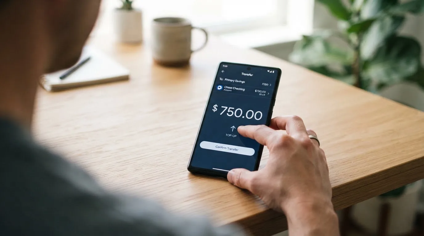 A phone showing a stablecoin transfer screen
