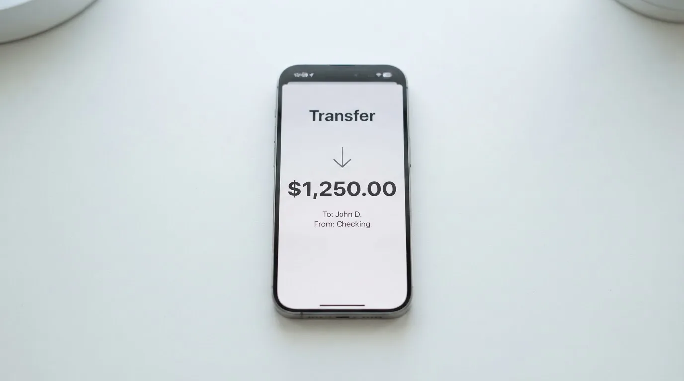 A phone showing a stablecoin transfer screen