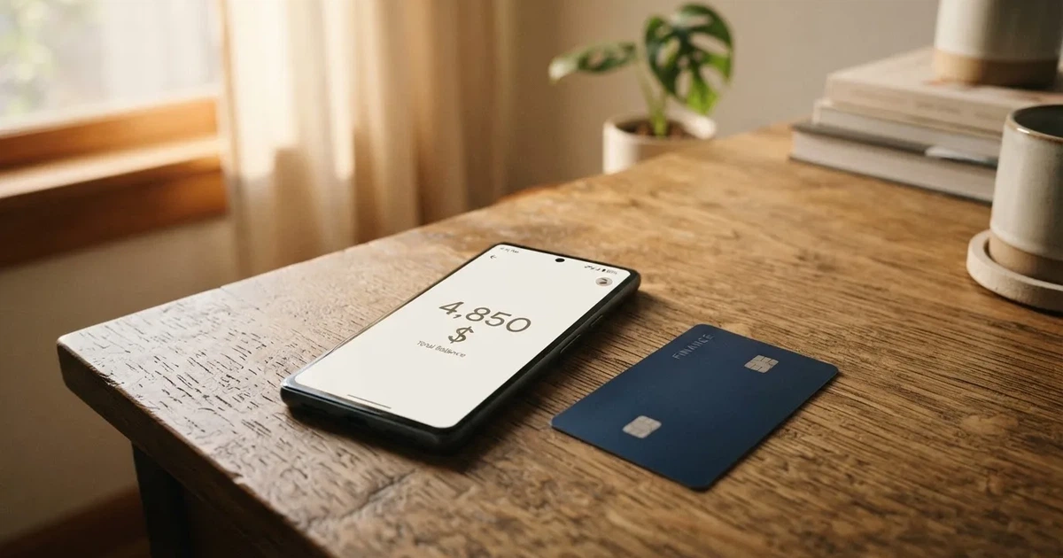 A payment card next to a phone with a crypto wallet app open