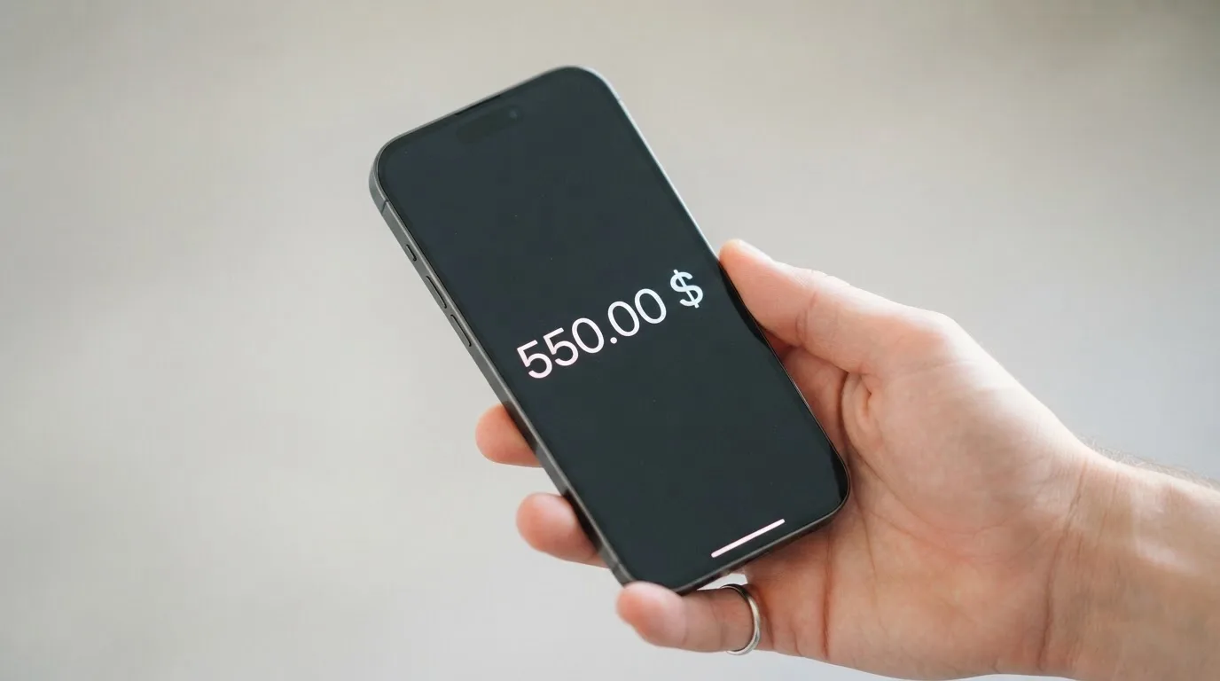 A phone showing a stablecoin transfer screen