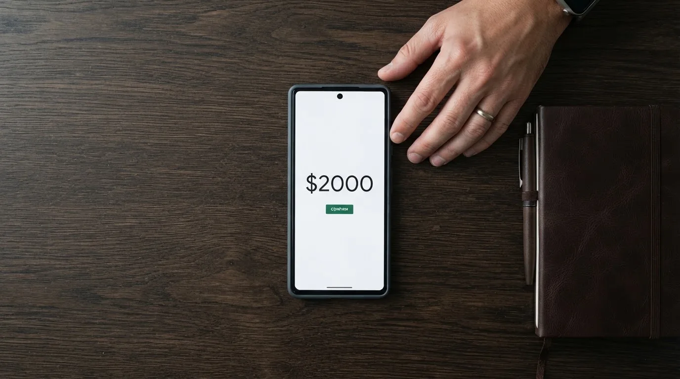 A phone showing a stablecoin transfer screen