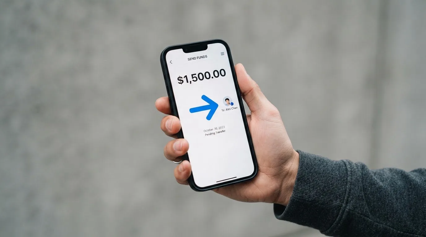 A phone showing a stablecoin transfer screen