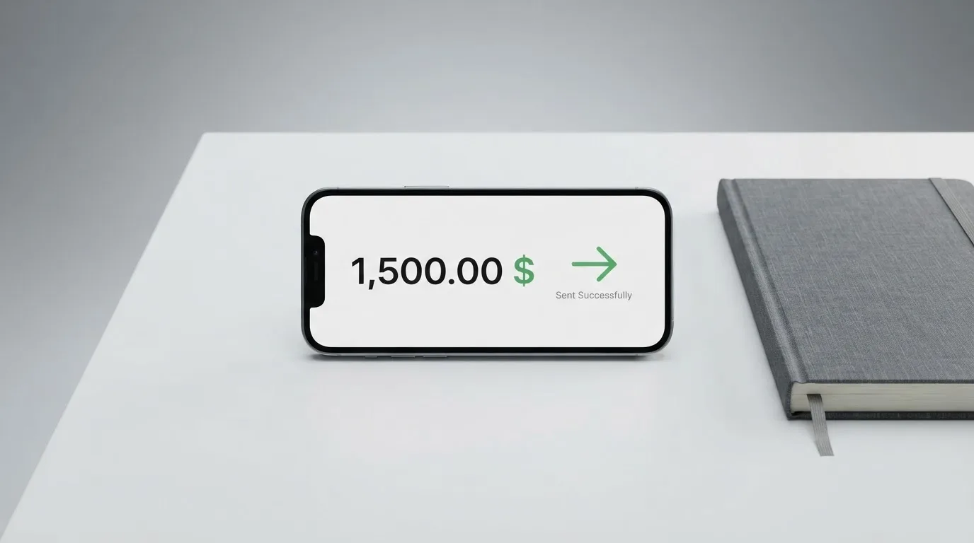 A phone showing a stablecoin transfer screen