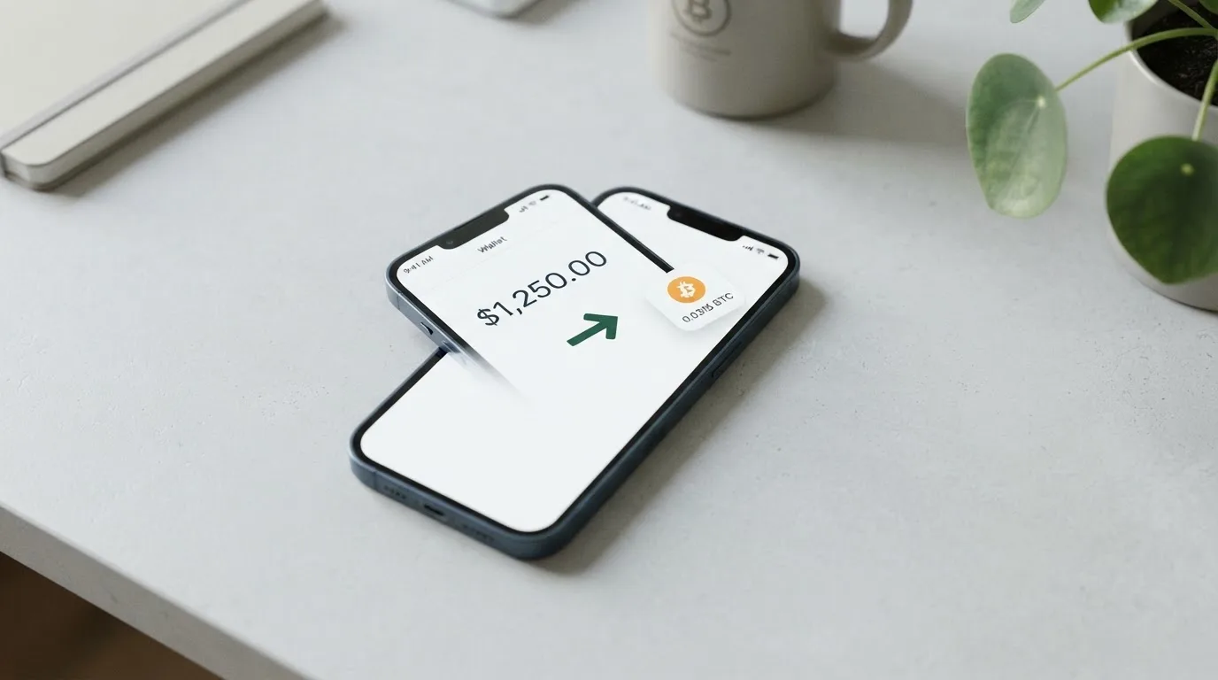 A phone showing a stablecoin transfer screen