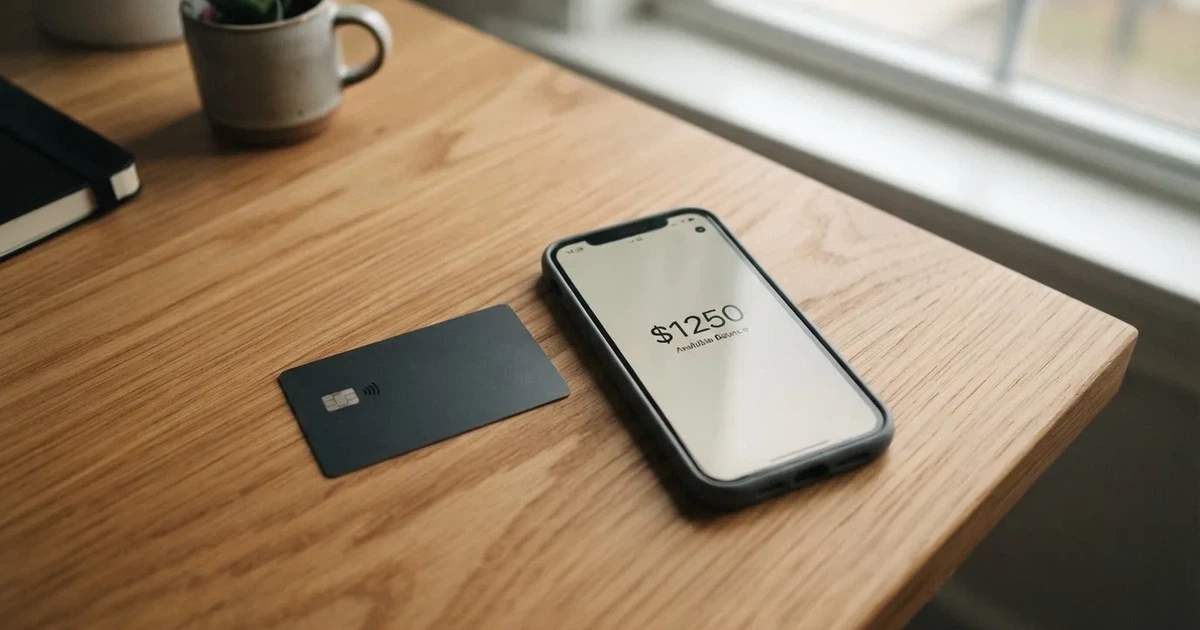A payment card next to a phone with a crypto wallet app open