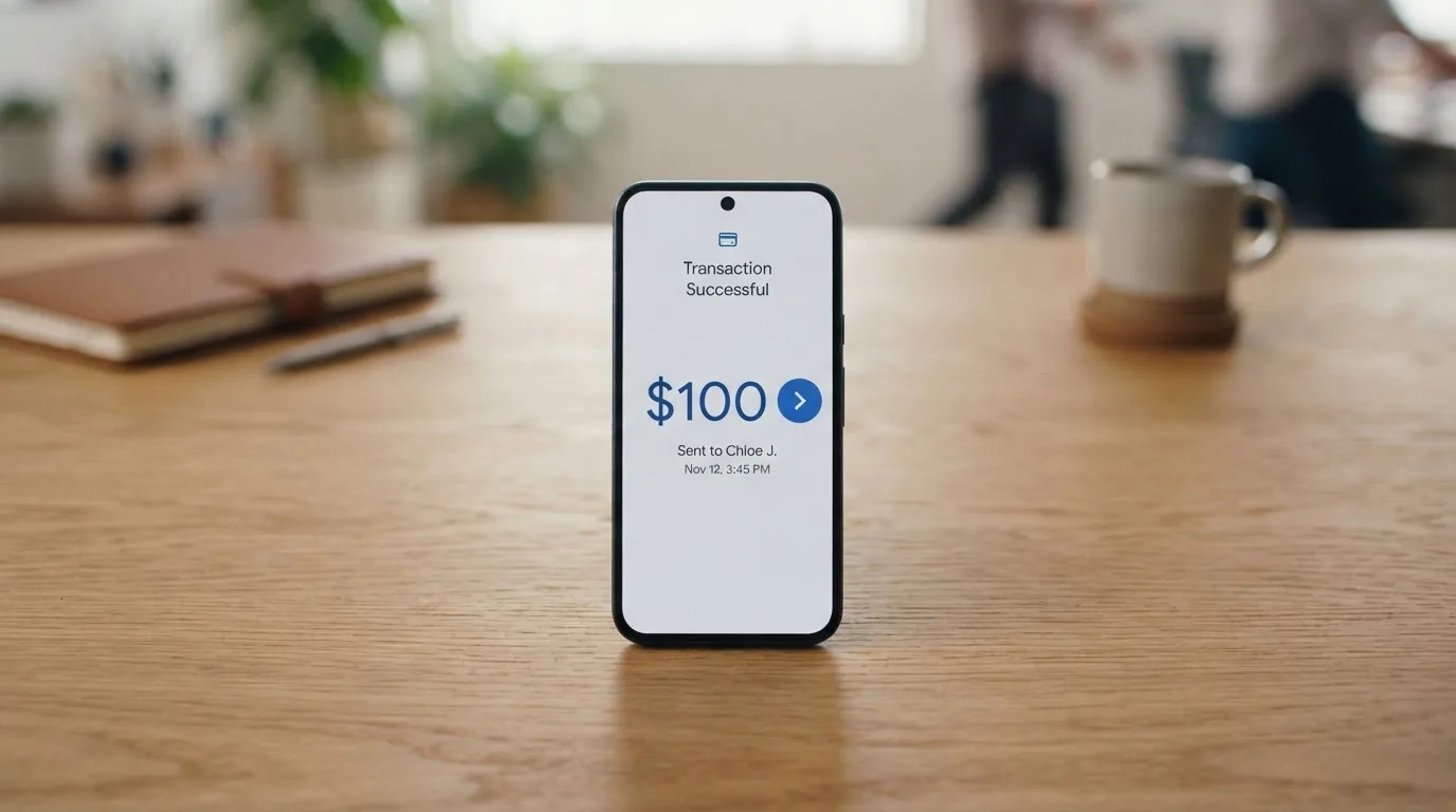 A phone showing a stablecoin transfer screen