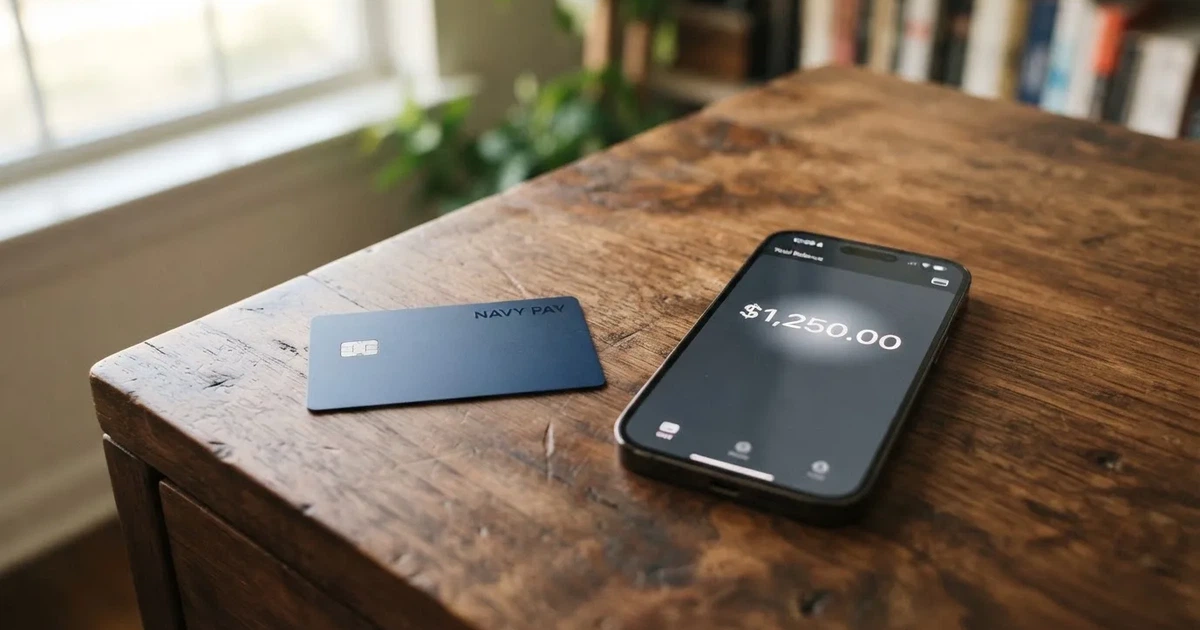 A payment card next to a phone with a crypto wallet app open