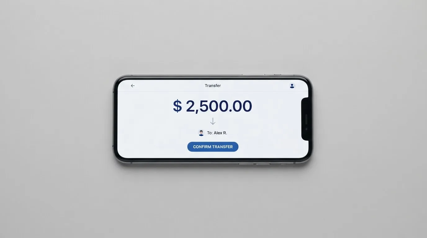 A phone showing a stablecoin transfer screen