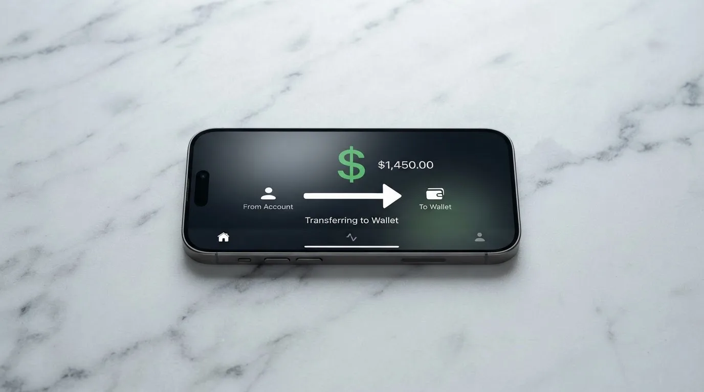 A phone showing a stablecoin transfer screen