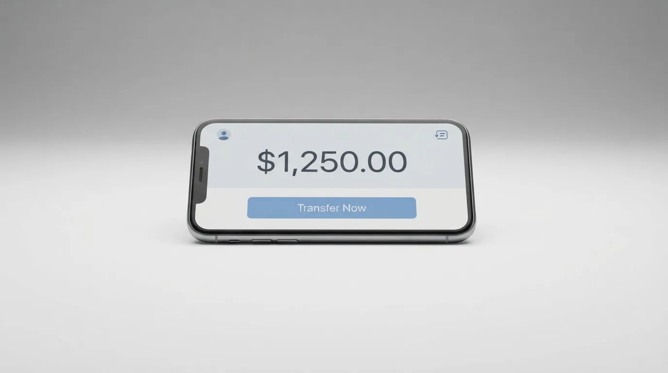 A phone showing a stablecoin transfer screen